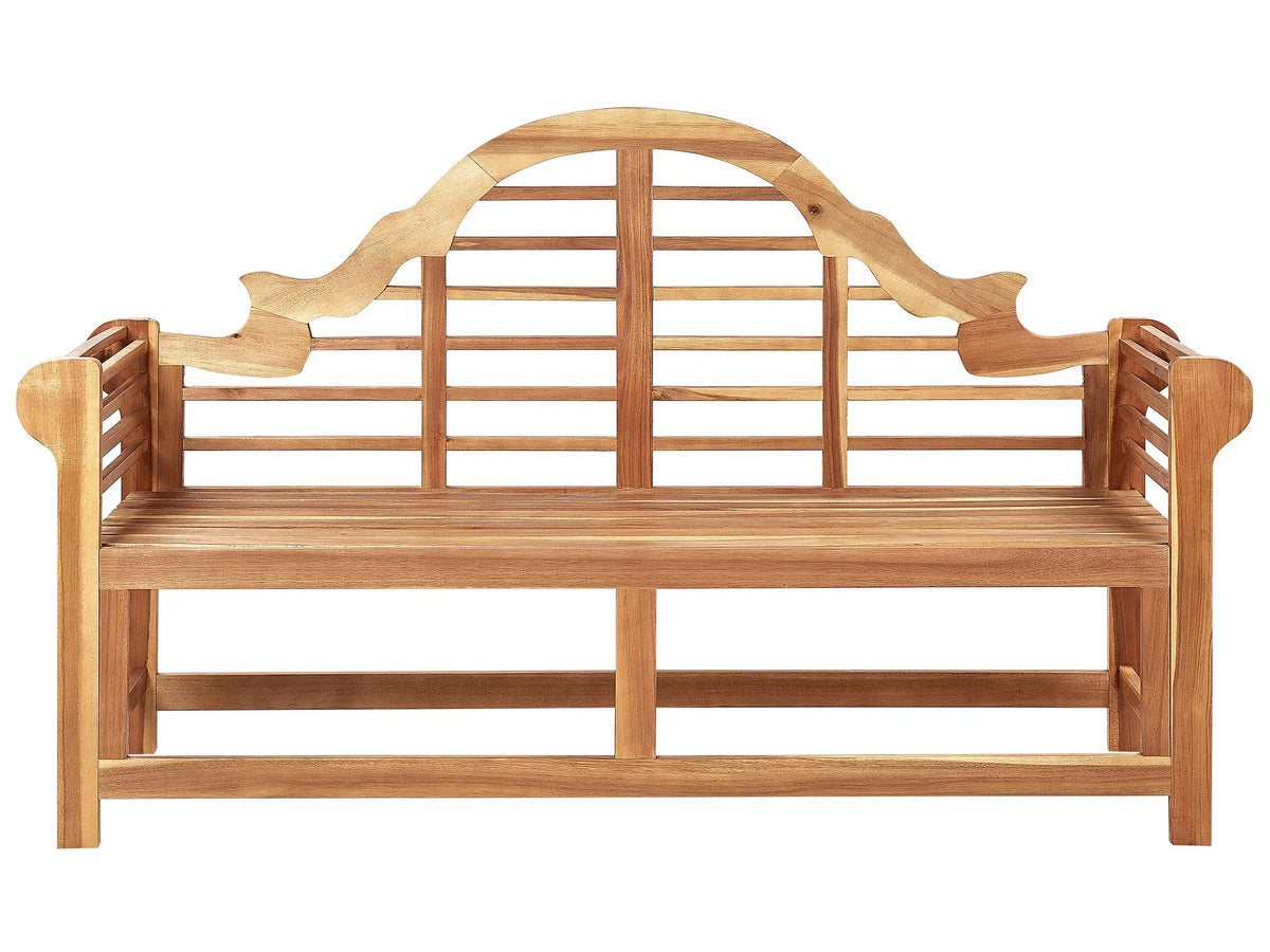Garden Bench Light Teak Wood 196 cm Water Resistant Classic Design Seating for 3 People Outdoor Beliani
