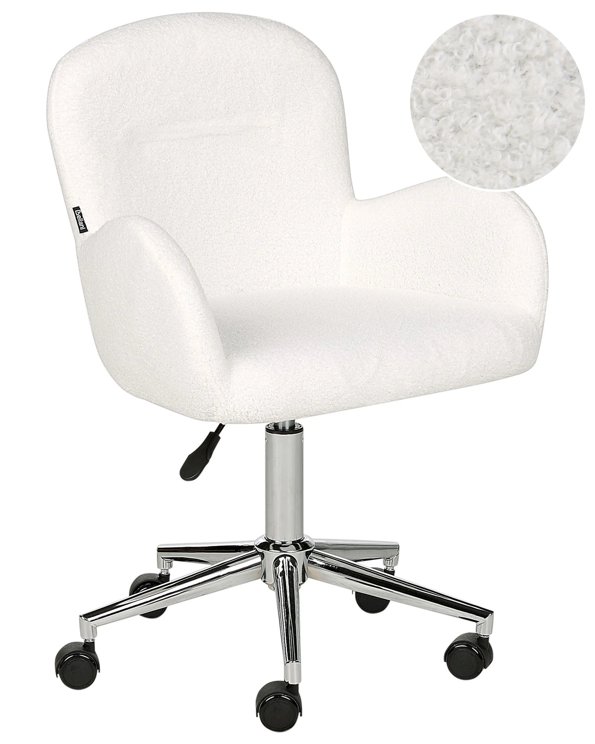Office Swivel Chair White Boucle Height Adjustable Base Modern Home Office Beliani