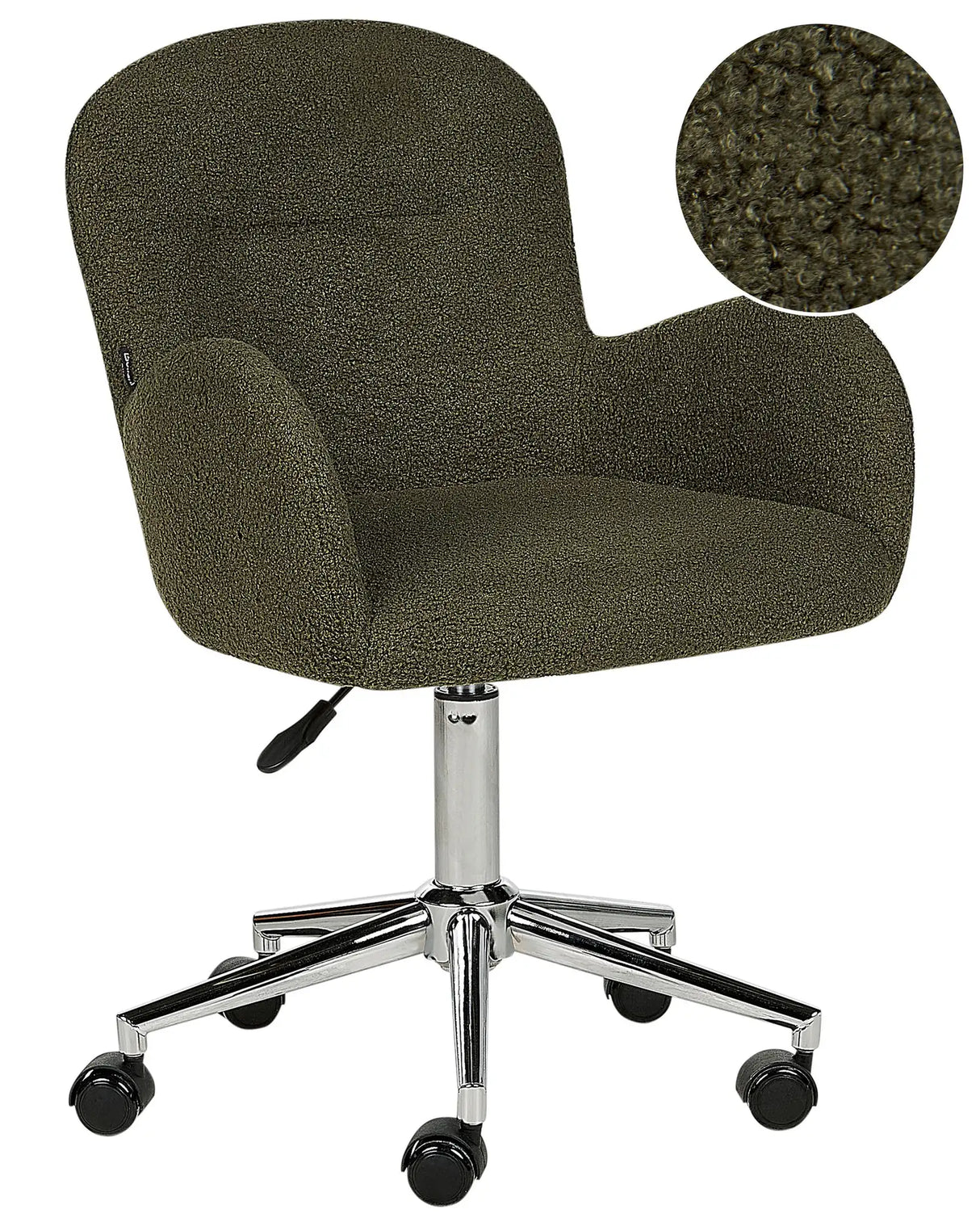 Office Swivel Chair Green Boucle Height Adjustable Base Modern Home Office Beliani