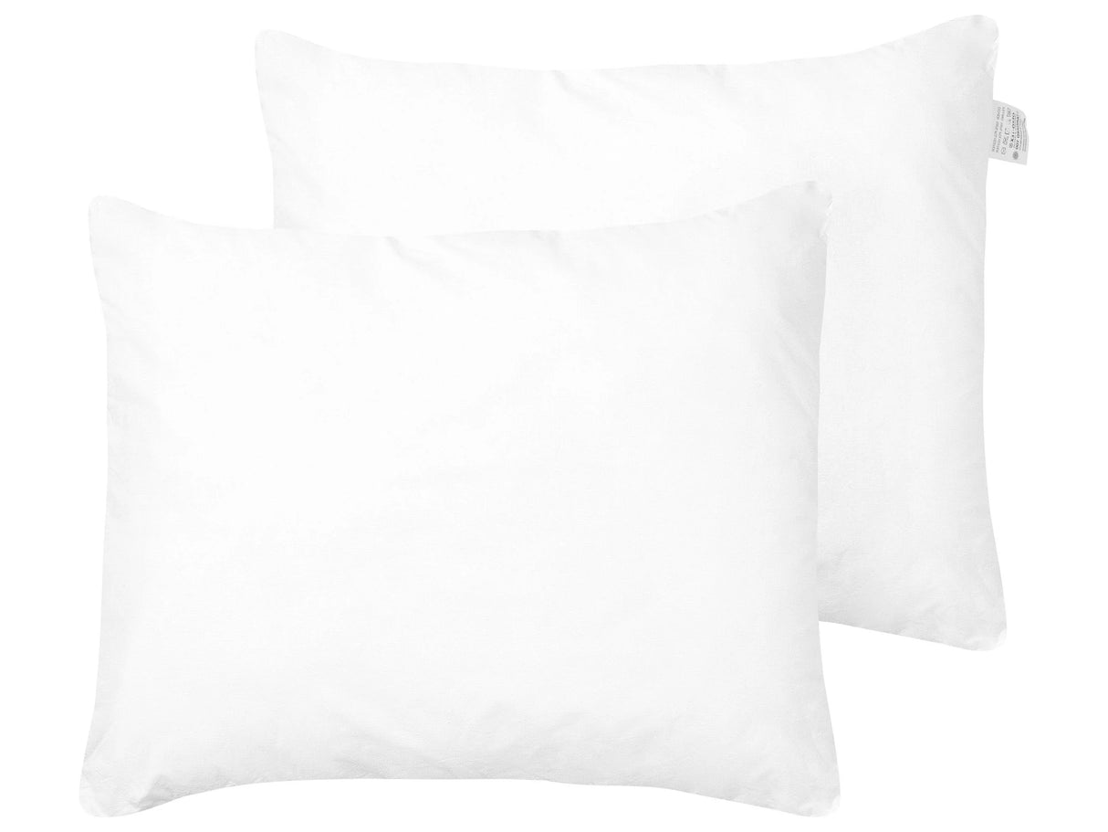 Two Bed Pillow White Microfibre Cover Polyester Filling 50 x 60 cm High Profile Soft Beliani