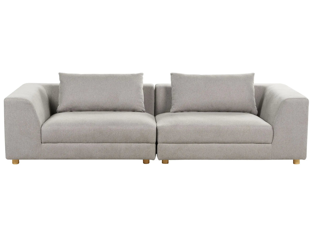 Sofa Fabric Light Grey Polyester Upholstery Couch 3 Seater Cushioned Armrests Living Room Modern Comfortable Cosy Beliani