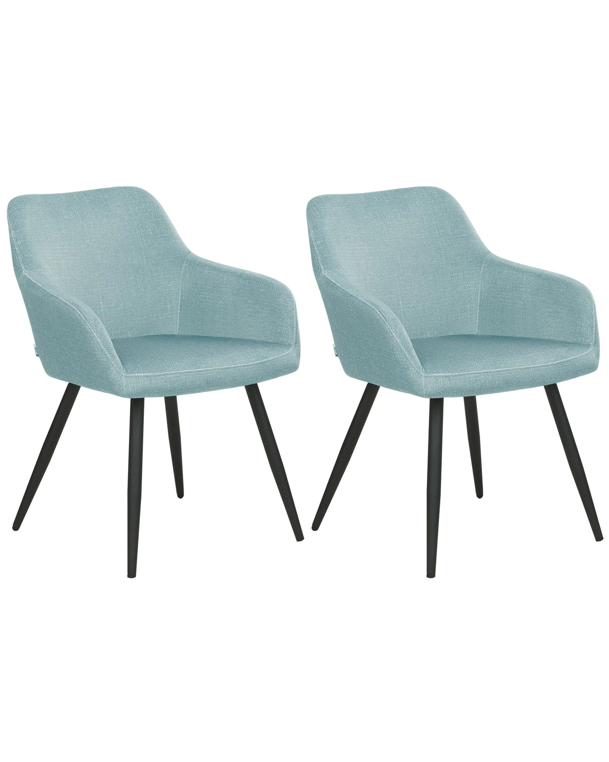 Set of 2 Dining Chairs Light Blue Velvet Fabric Seats Metal Legs for Dining Room Kitchen Beliani