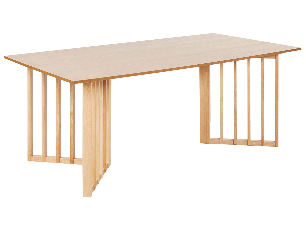 Dining Table Light Ash Wood MDF 200 x 100 cm Ash Veneer Top Modern Design Pannel Base Beliani