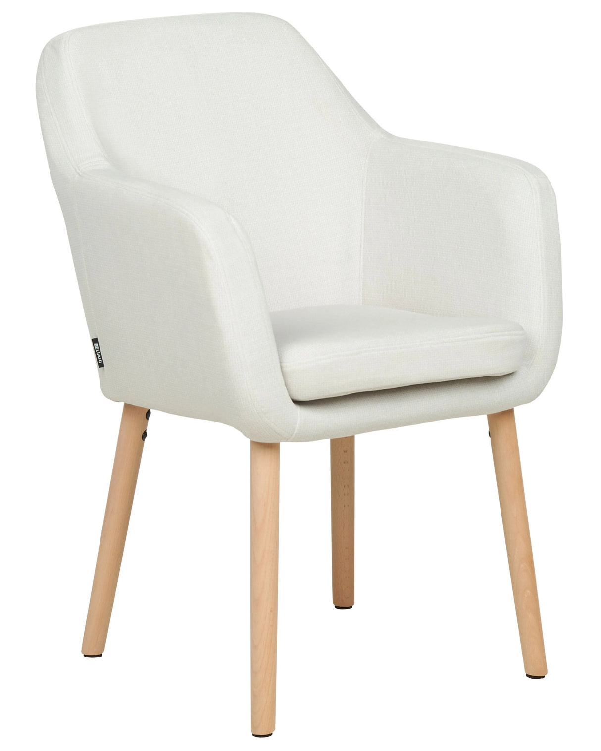 Dining Chair White Velvet Upholstery Wooden Legs with Armrests Classic Style Living Space Furniture Beliani