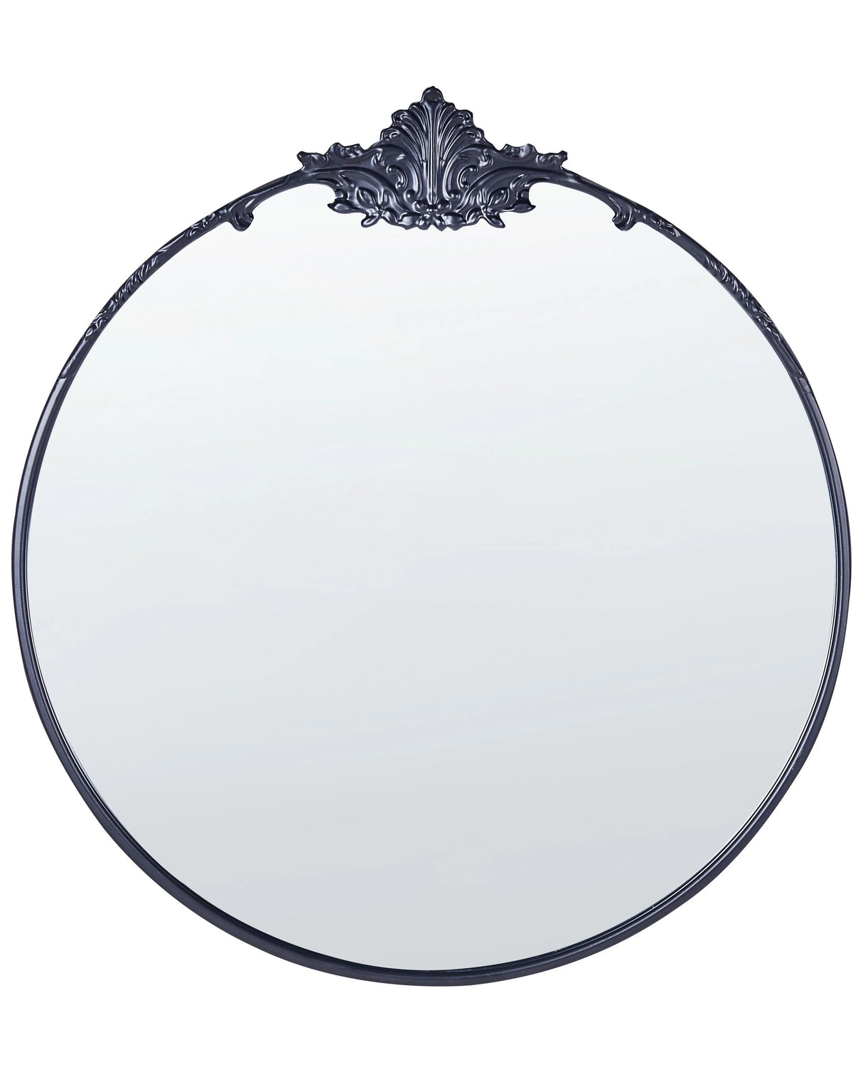 Wall Round Mirror Black Metal 67 cm Wall Mounted Decorative Mirror Glamour Style Hanging Decor Beliani
