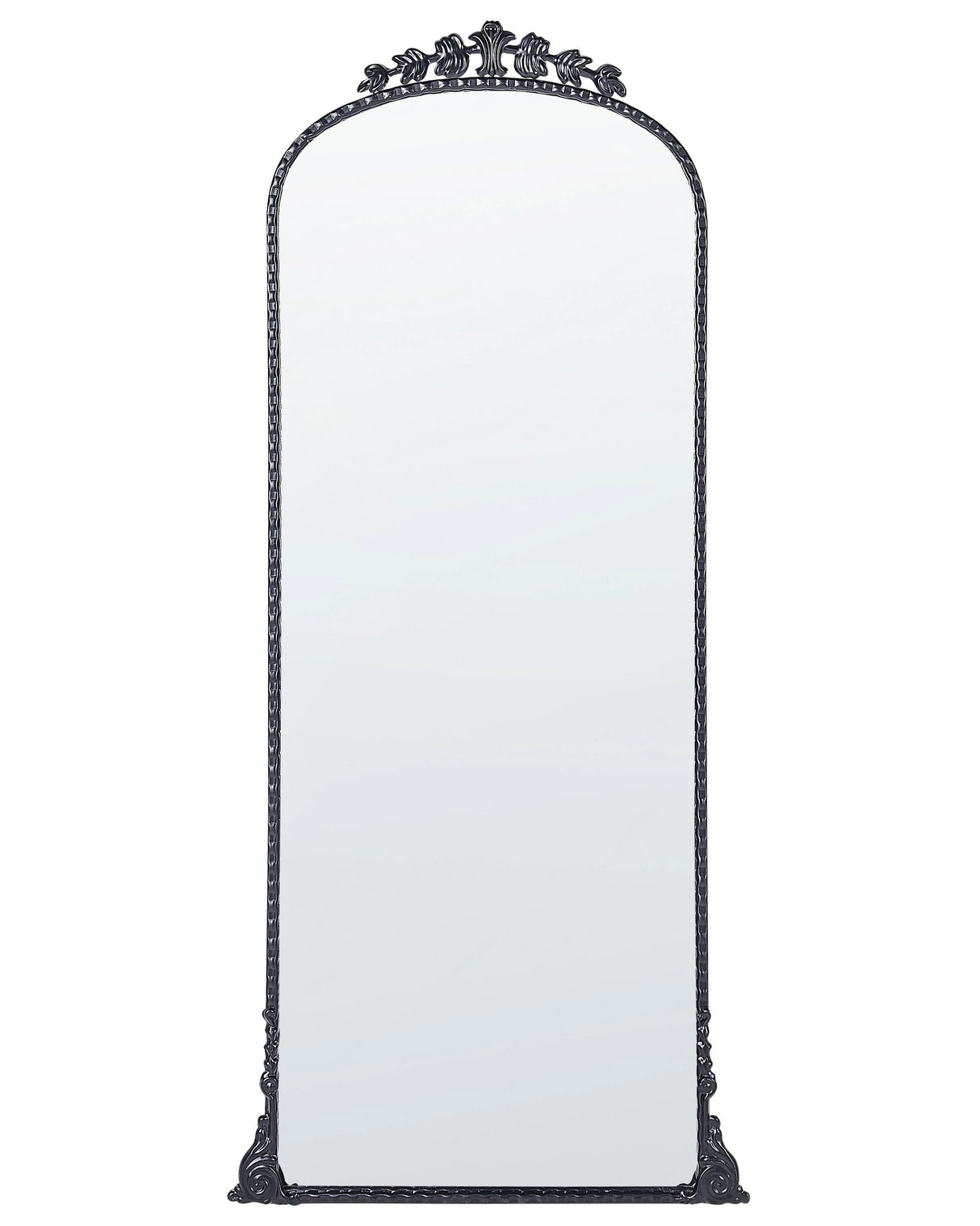 Wall Mirror Black Metal 51 x 114 cm Wall Mounted Decorative Mirror Glamour Style Hanging Decor Beliani