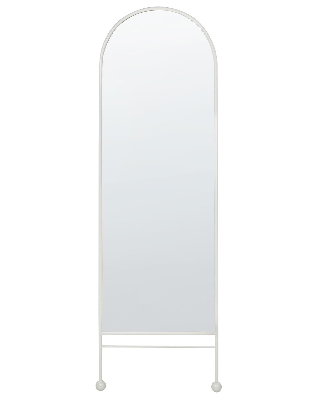 Wall Mirror White Iron Glass 45 x 145 cm Oval Hanging Decor Modern Minimalist Living Room Bedroom Hallway Beliani
