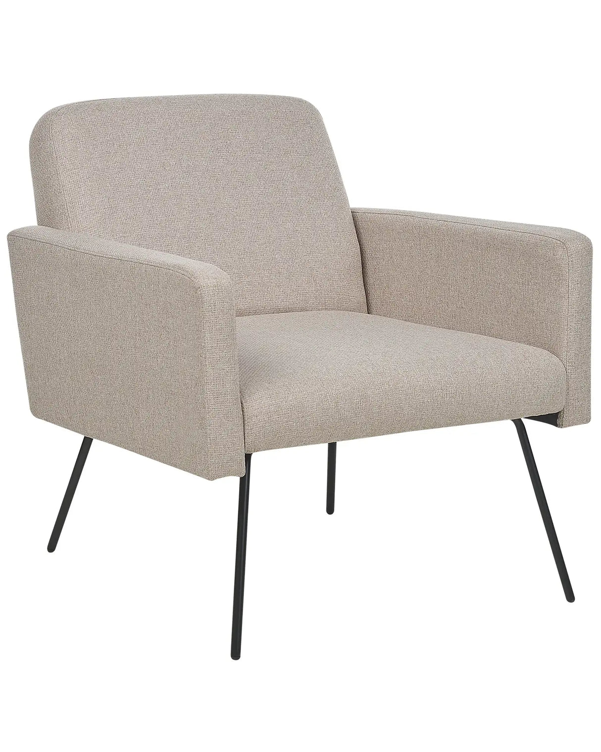 Armchair Beige Upholstery Slender Black Metal Legs Modern Retro Living Room Bedroom Beliani