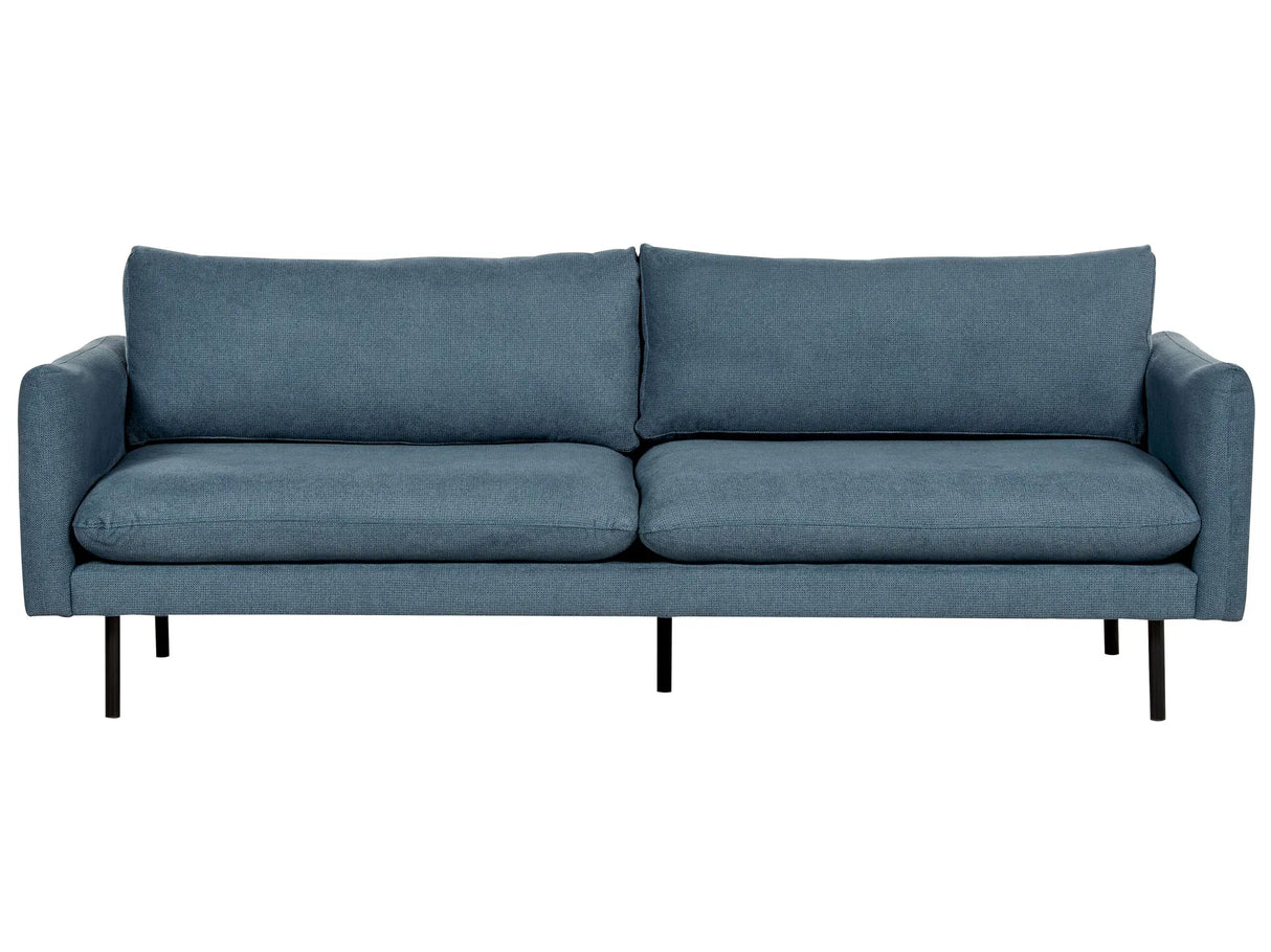 Sofa Blue Chenille Black Legs 3 Seater Cushion Seat Modern Retro Style Beliani