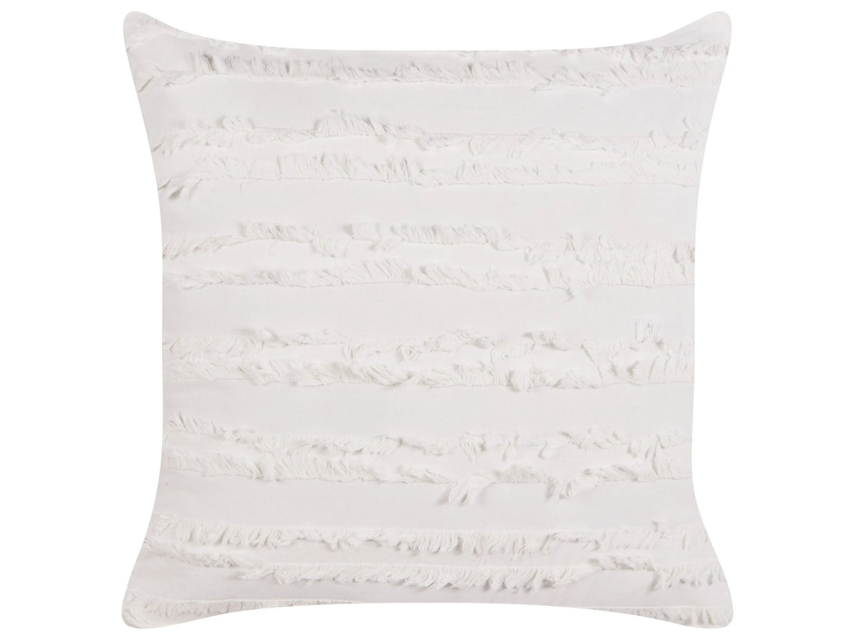 Decorative Cushion White Cotton Solid Pattern 45 x 45 cm Removable Cover Modern Dcor Accessories Bedroom Living Room Beliani
