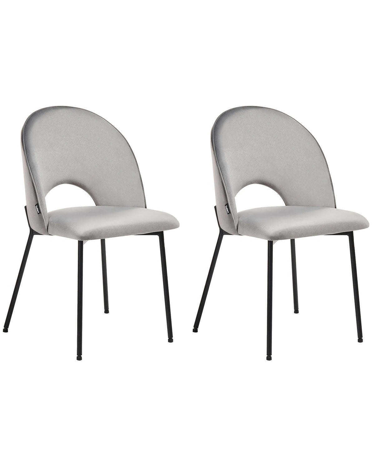 Set of 2 Dining Chairs Grey Velvet Upholstery Black Legs Retro Glamour Beliani