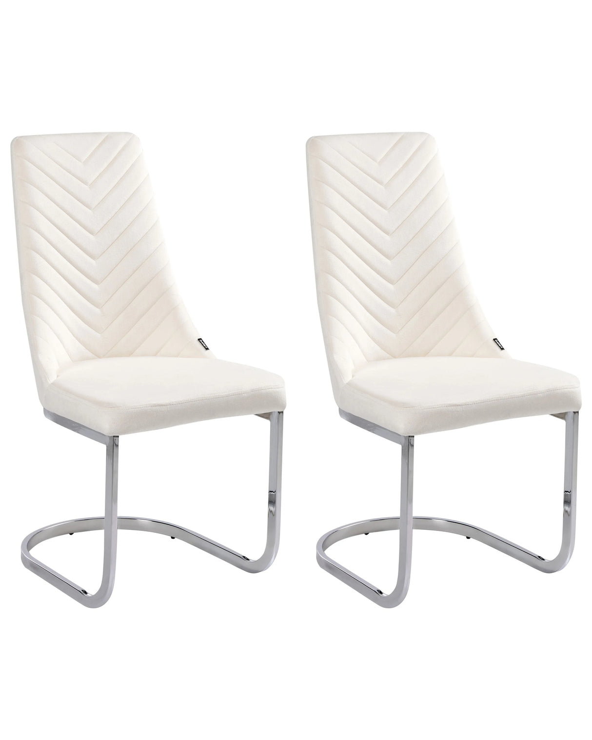 Set of 2 Dining Chairs Off-White Velvet Armless High Back Cantilever Chair Living Room Beliani