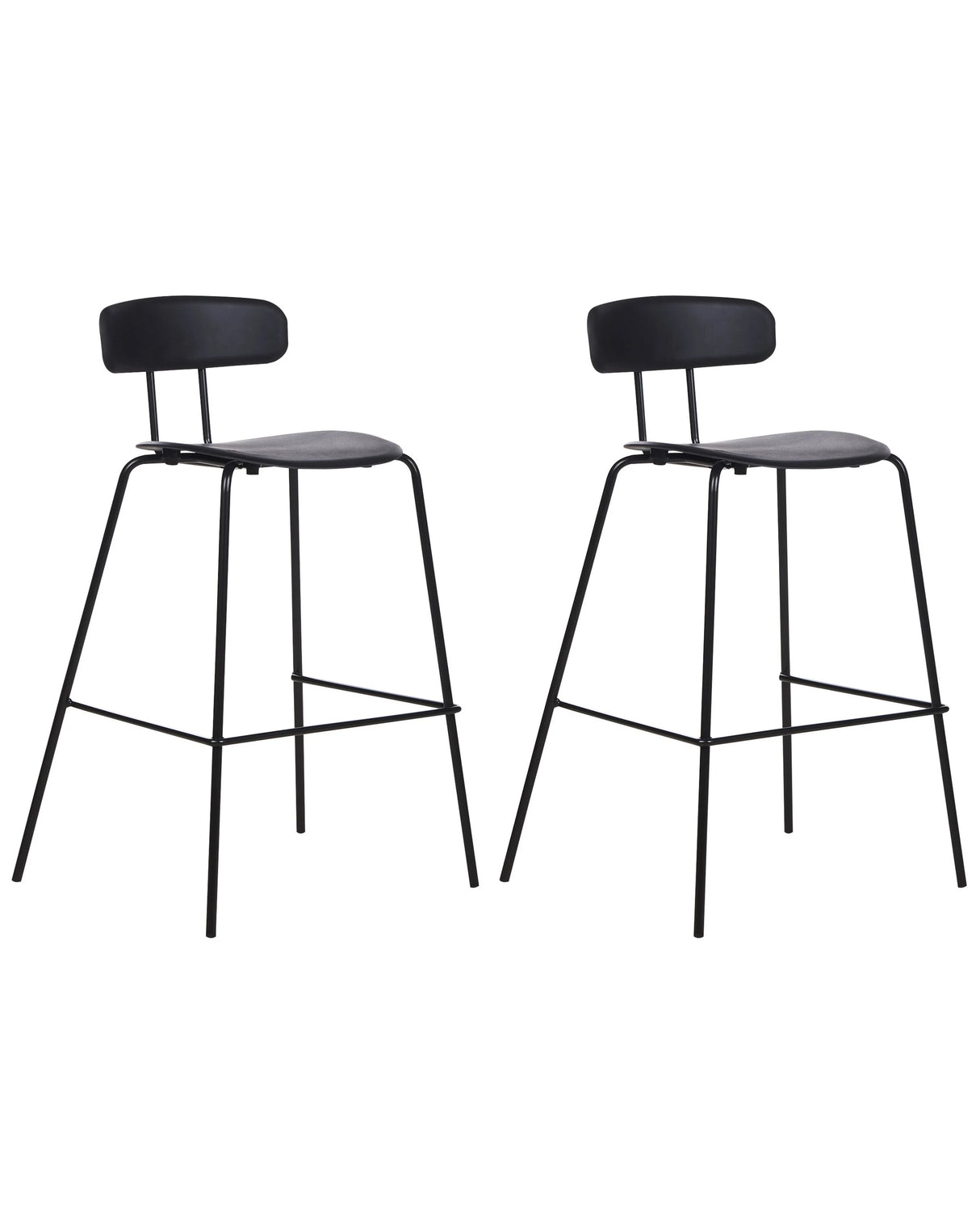 Set of 2 Bar Chairs Black Plastic Seat Counter Height Bar Stools Metal Legs Beliani