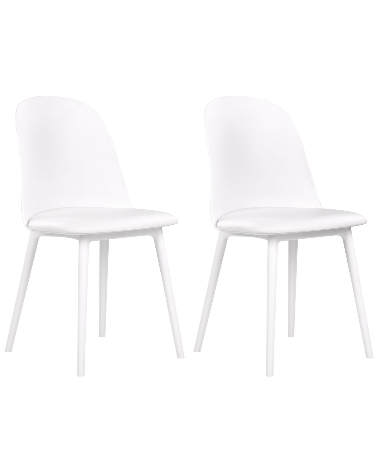 Set of 2 Dining Chairs White Synthetic Padded Seat Kitchen Seats Modern Minimalist Living Room Beliani