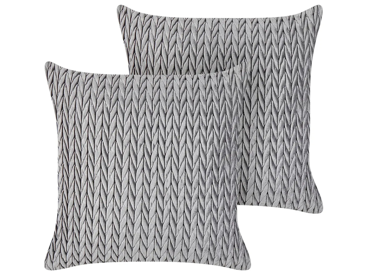 Set of 2 Scatter Cushions Grey Polyester Fabric Quilted 45 x 45 cm Throw Pillow Beliani