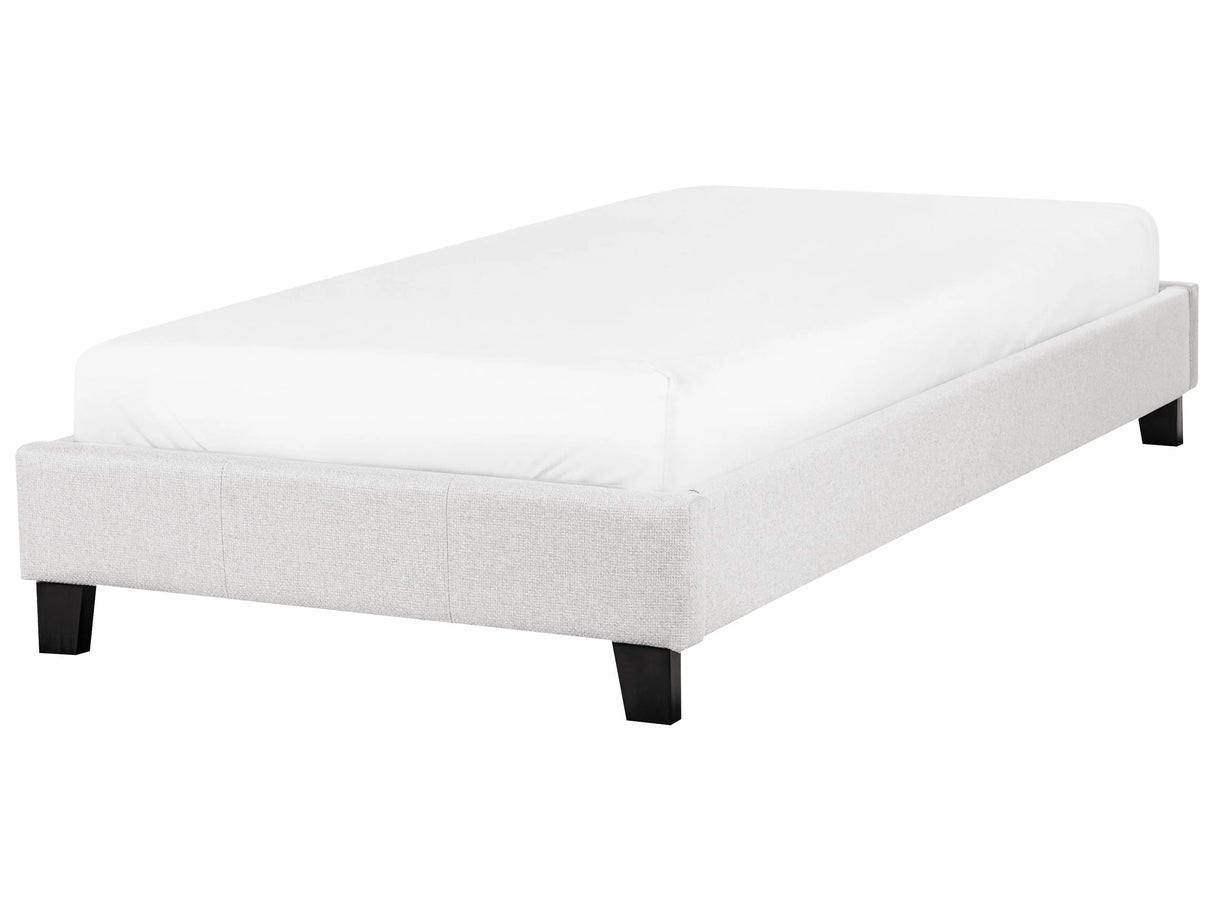 EU Single Size Bed 3ft Light Grey Fabric Slatted Frame without Headboard Beliani