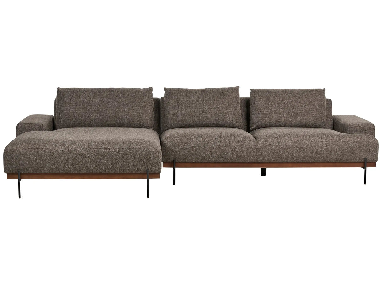Right Hand Corner Fabric Sofa Beige Fabric Metal Legs 3 Seater Minimalistic Style Beliani