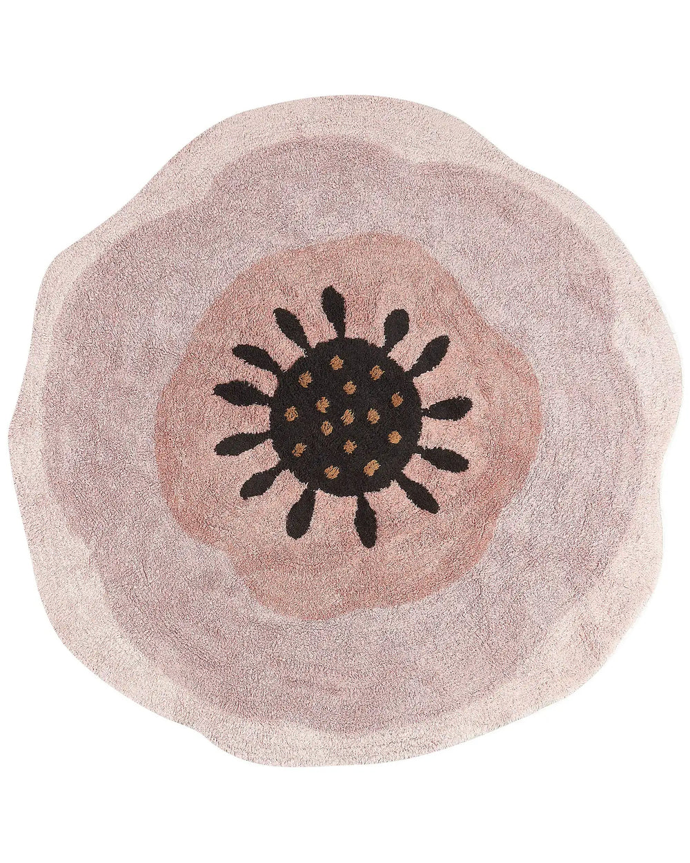 Area Rug Pink Cotton  140 cm Round Boho Style Living Room Kids Children's Room Beliani