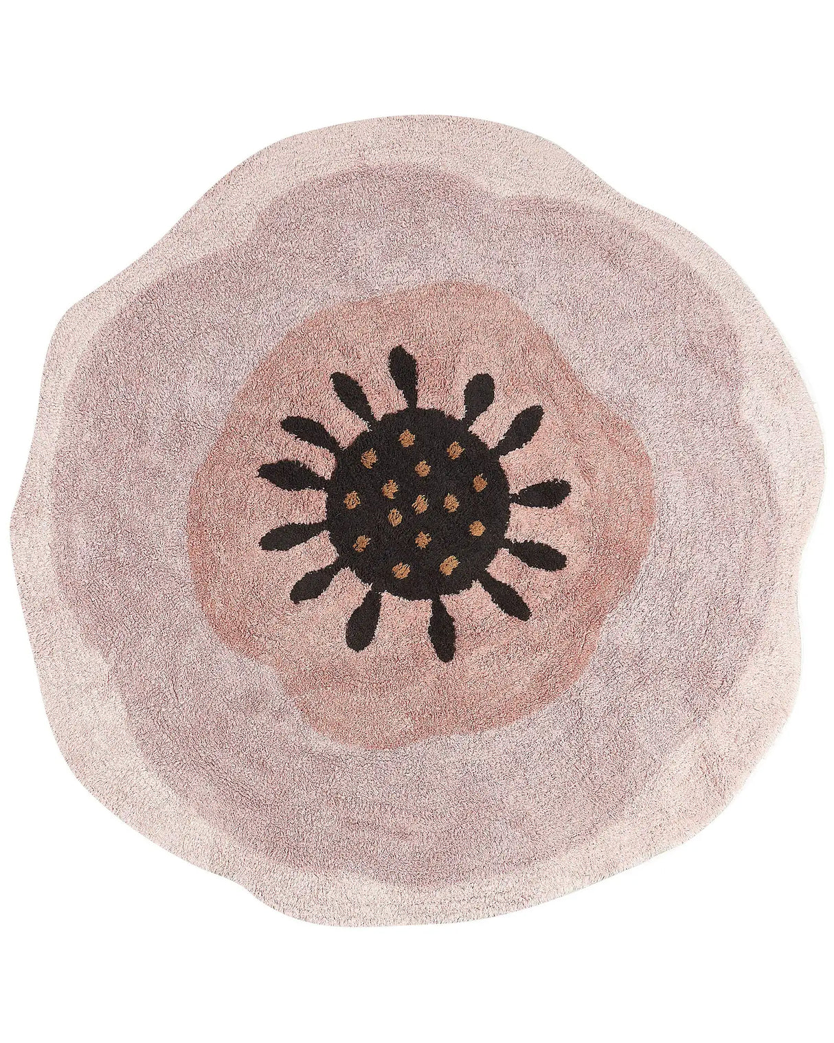Area Rug Pink Cotton  140 cm Round Boho Style Living Room Kids Children's Room Beliani