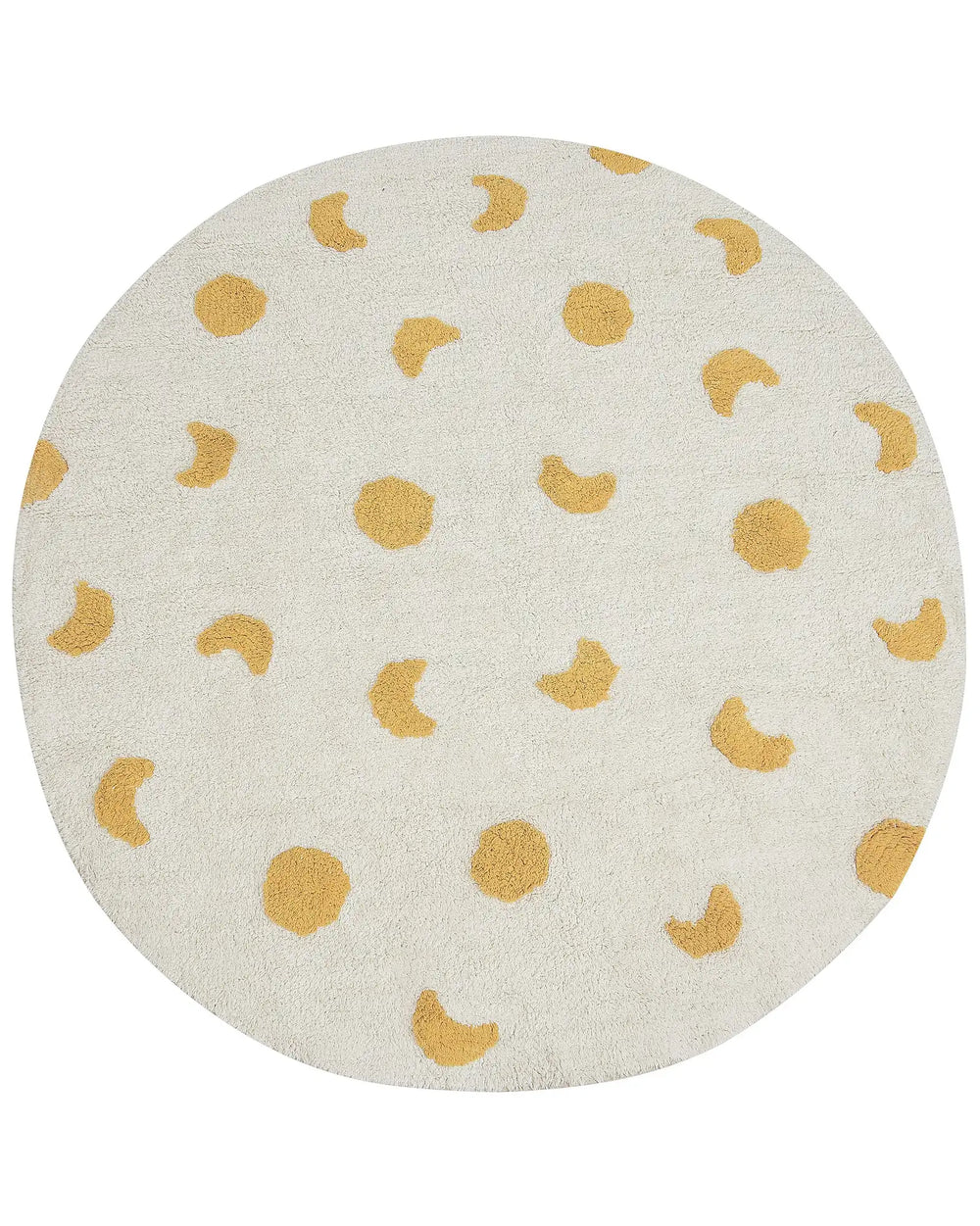 Area Rug Light Beige and Yellow Cotton  140 cm Round Boho Style Living Room Kids Children's Room Beliani