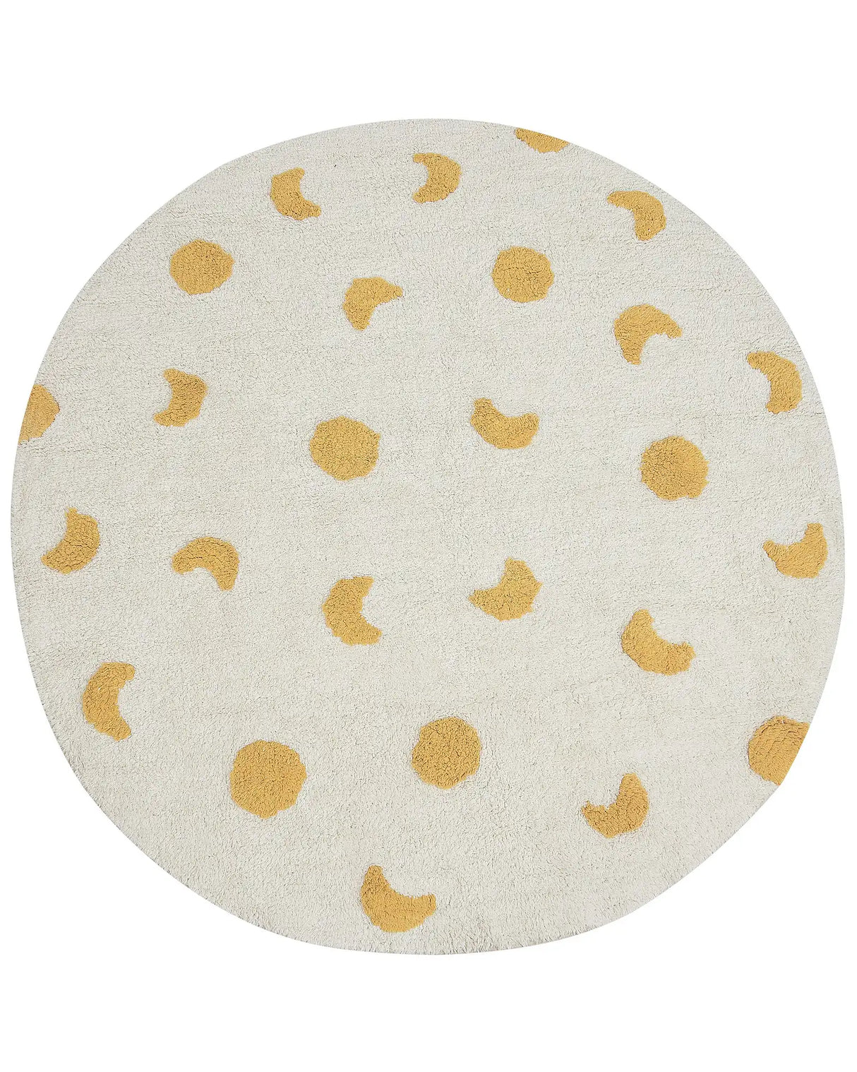 Area Rug Light Beige and Yellow Cotton  140 cm Round Boho Style Living Room Kids Children's Room Beliani