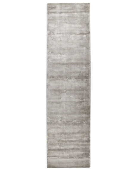 Runner Area Rug Light Grey Viscose 80 x 300 cm Tufted Low Pile Modern Beliani