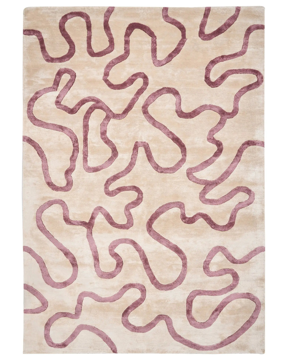 Area Rug Beige and Pink Viscose and Wool Abstract Pattern 160 x 230 cm Modern Glam Style Beliani