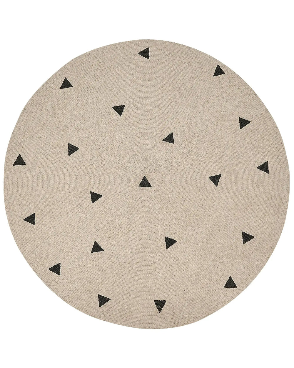 Round Area Rug Beige Cotton  140 cm Solid With Geometric Pattern Beliani