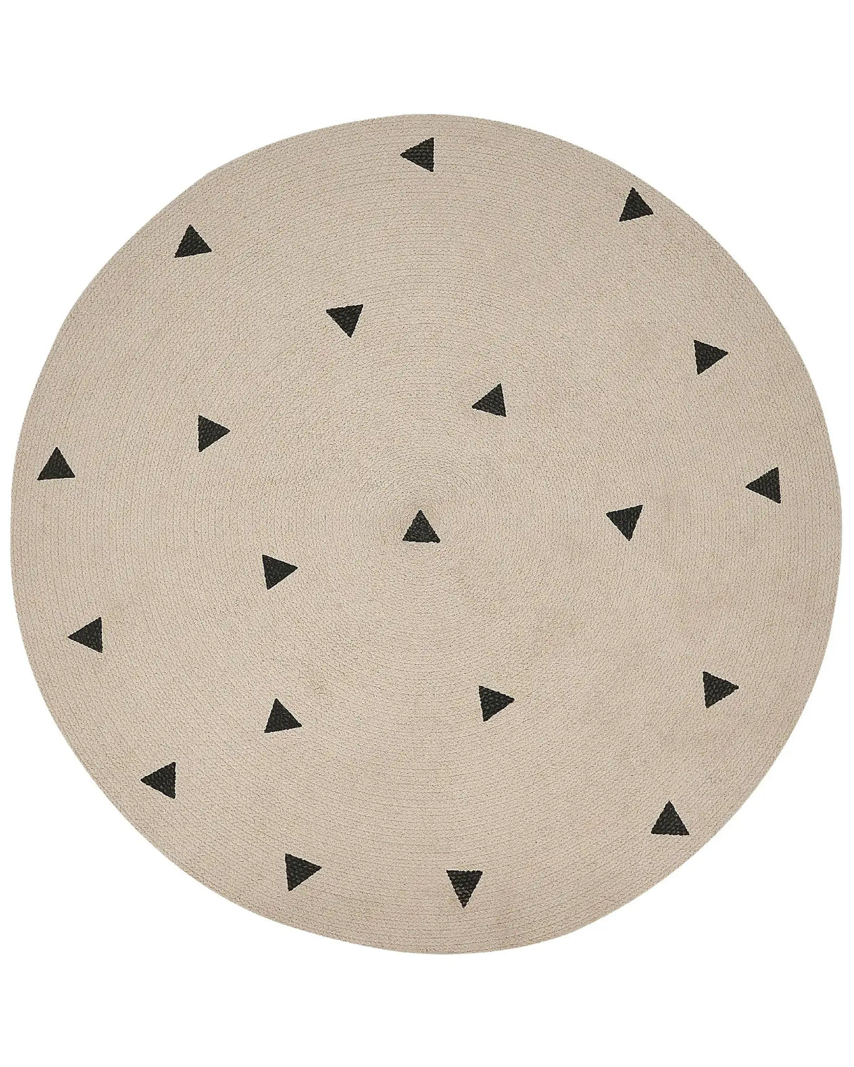 Round Area Rug Beige Cotton  140 cm Solid With Geometric Pattern Beliani