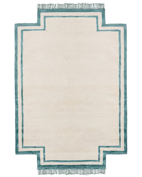 Area Rug Beige Viscose and Wool Irregular Shape 160 x 230 cm Modern Glam Style Beliani