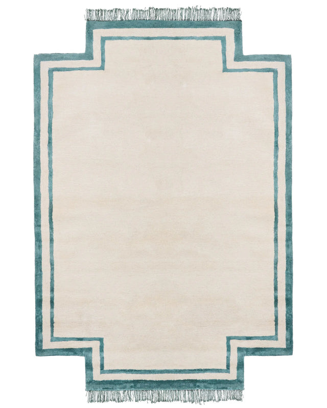 Area Rug Beige Viscose and Wool Irregular Shape 160 x 230 cm Modern Glam Style Beliani