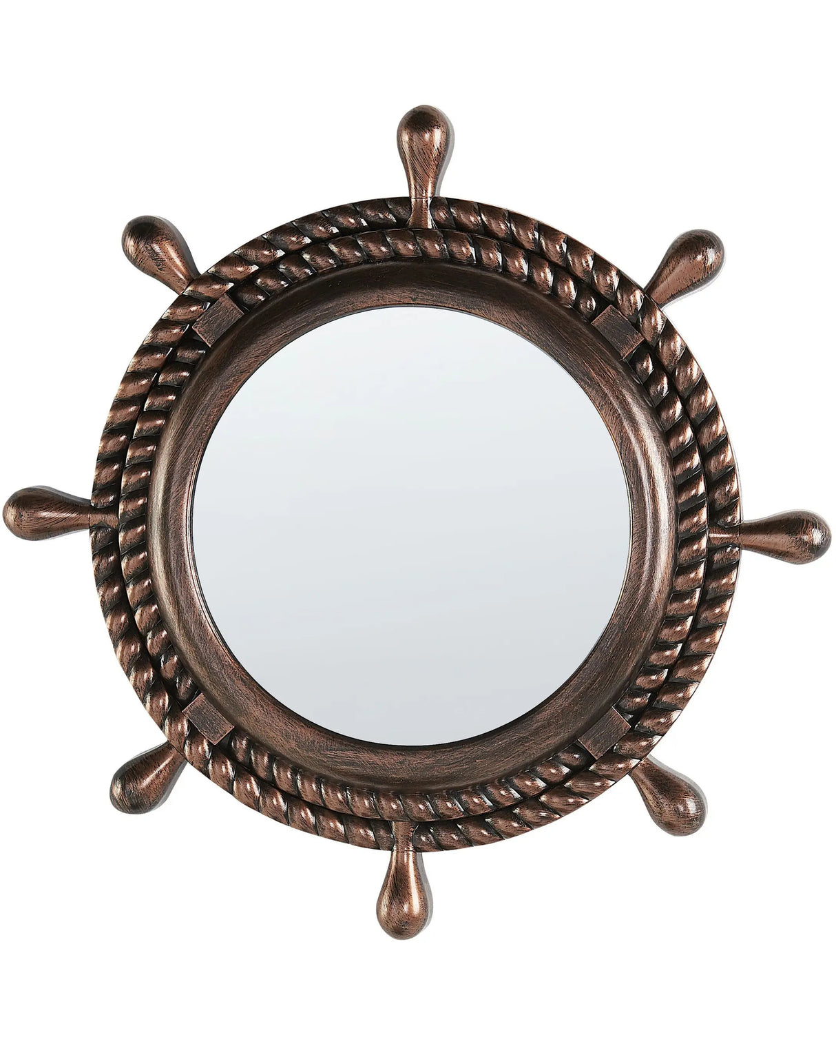 Wall Mirror Dark Brown Synthetic Material 46 cm Rope Pattern Frame Nautical Design Beliani