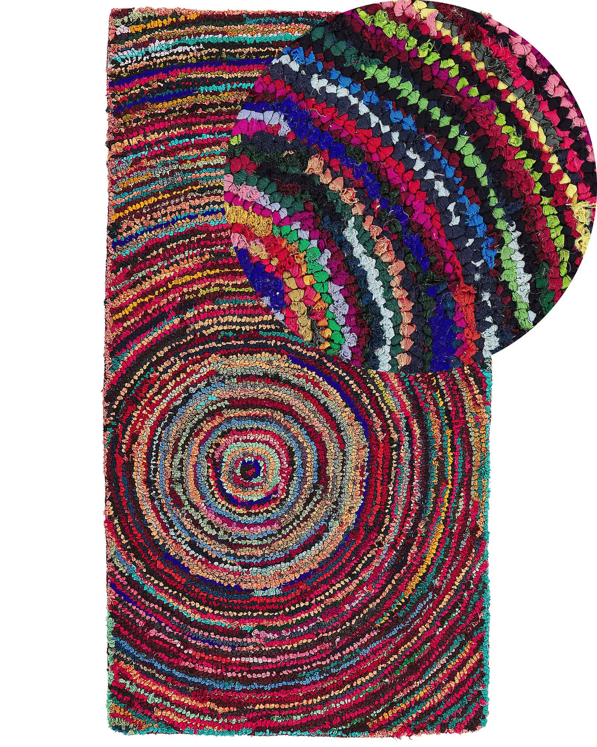 Area Rug Multicolour with Cotton 80 x 150 cm Rectangular Abstract Pattern Hand Woven Boho Beliani