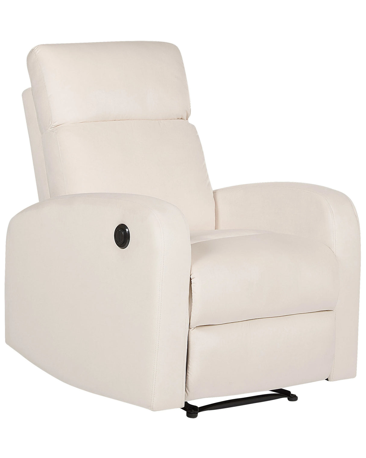 Electric Recliner Armchair Off-White Velvet Upholstered Single Seat Modern Design Relax Function Beliani