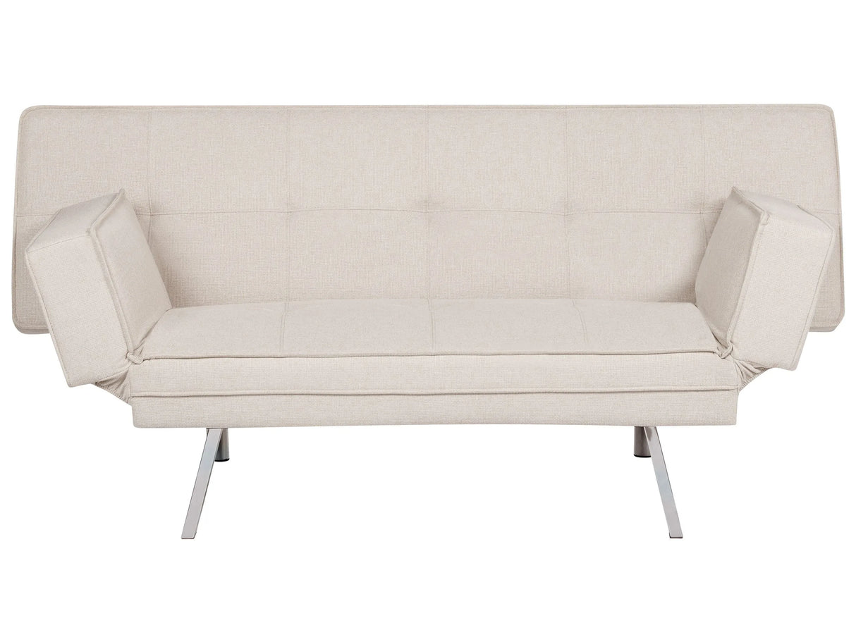 3 Seater Sofa Bed Beige Upholstered Armless Modern Beliani