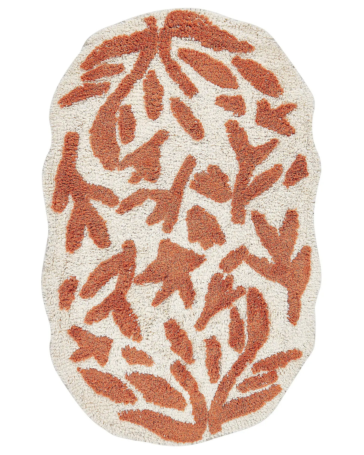 Bath Mat Orange Cotton 60 x 90 cm Irregular Shape Decorative Pattern Bath Rug Bathroom Accessories Modern Design Beliani