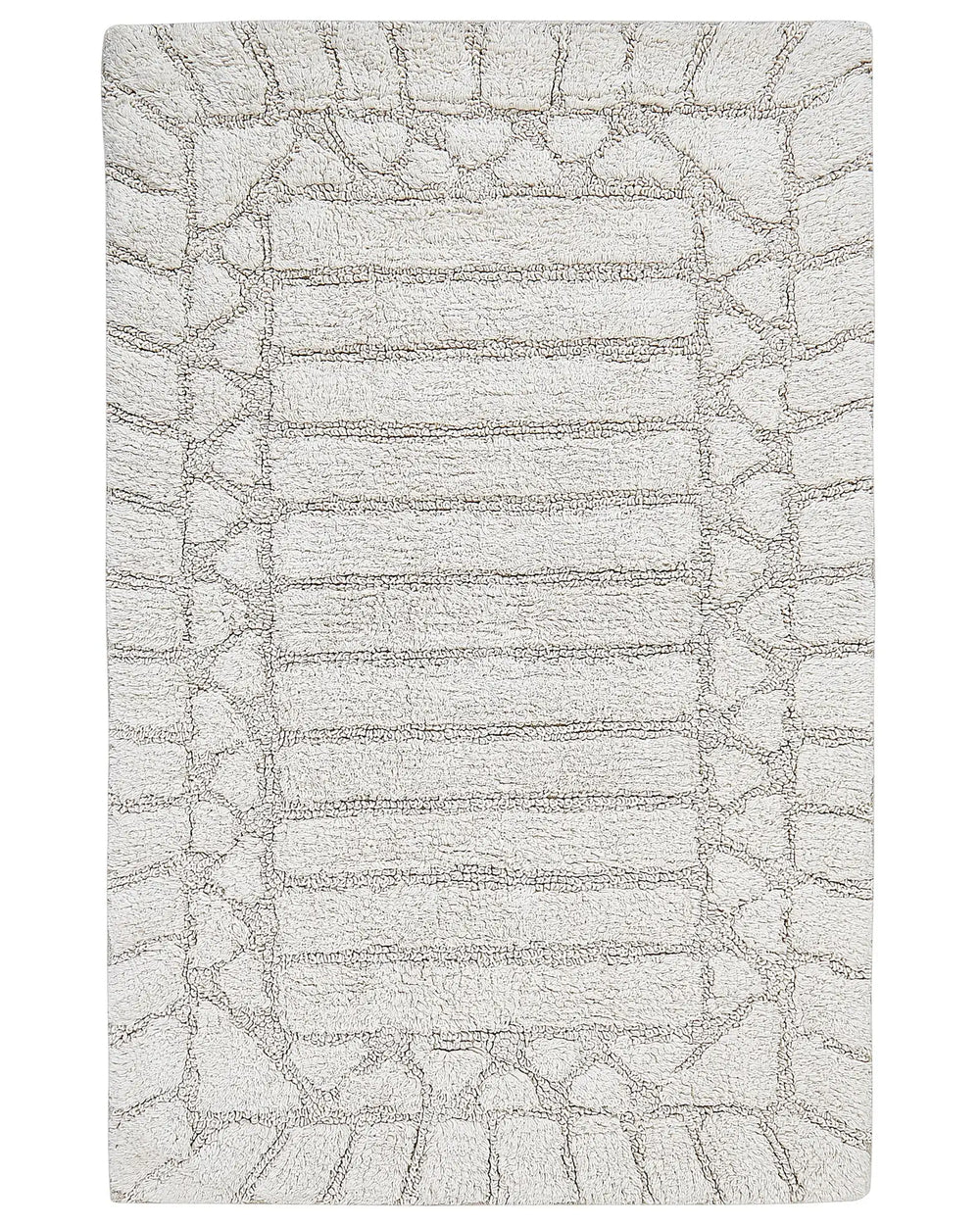 Bath Mat Beige Cotton 60 x 90 cm Rectangular Shape Decorative Pattern Bath Rug Bathroom Accessories Modern Design Beliani