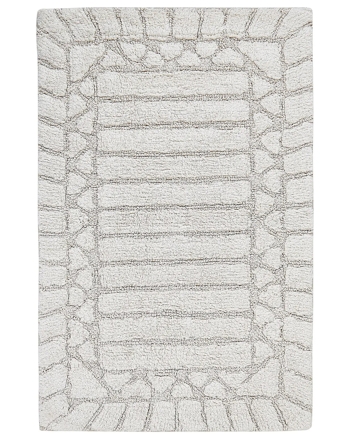 Bath Mat Beige Cotton 60 x 90 cm Rectangular Shape Decorative Pattern Bath Rug Bathroom Accessories Modern Design Beliani