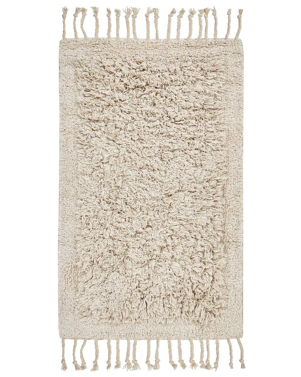 Bath Mat Beige Cotton 50 x 80 cm Rectangular Shape Decorative Tassels Bath Rug Bathroom Accessories Modern Design Beliani