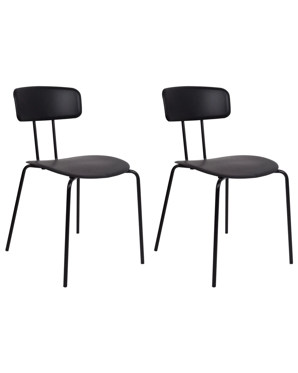 Set of 2 Dining Chairs Black Plastic Seat Armless Design Modern Metal Legs Beliani