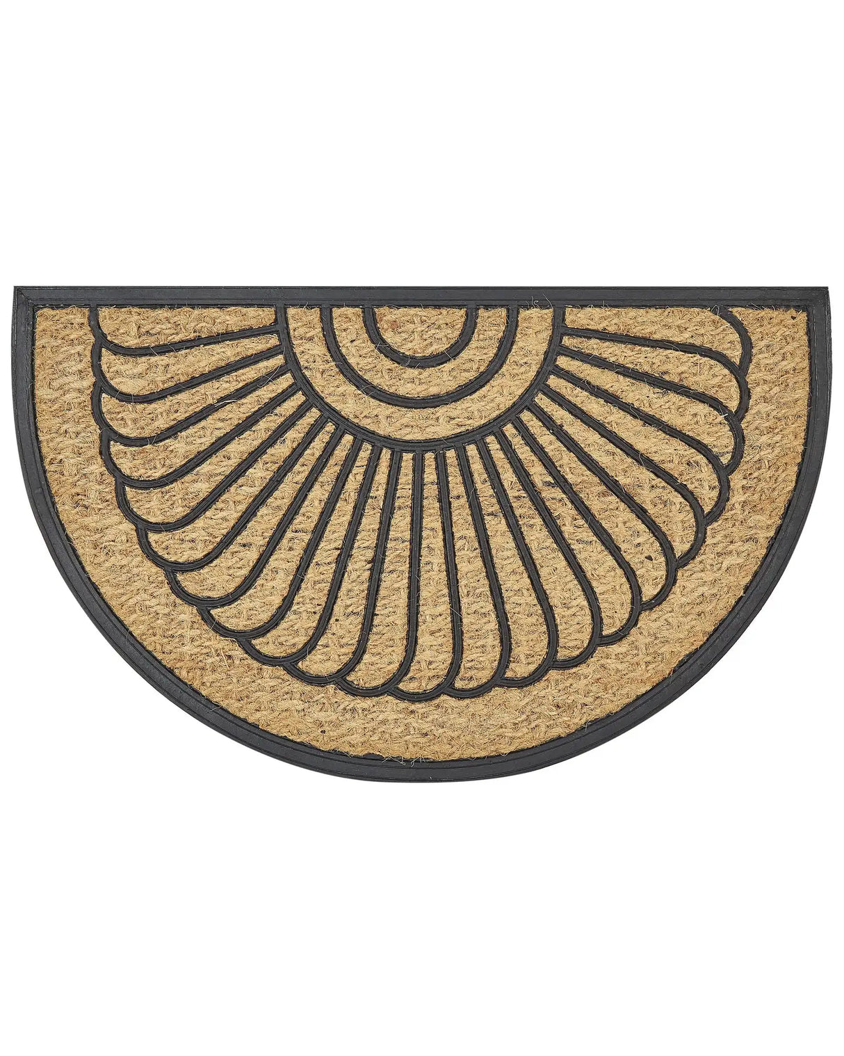 Doormat Natural Polyester Rubber Backing Anti-Slip 45 x 75 cm Half-Round Modern Indoor Decoration Beliani