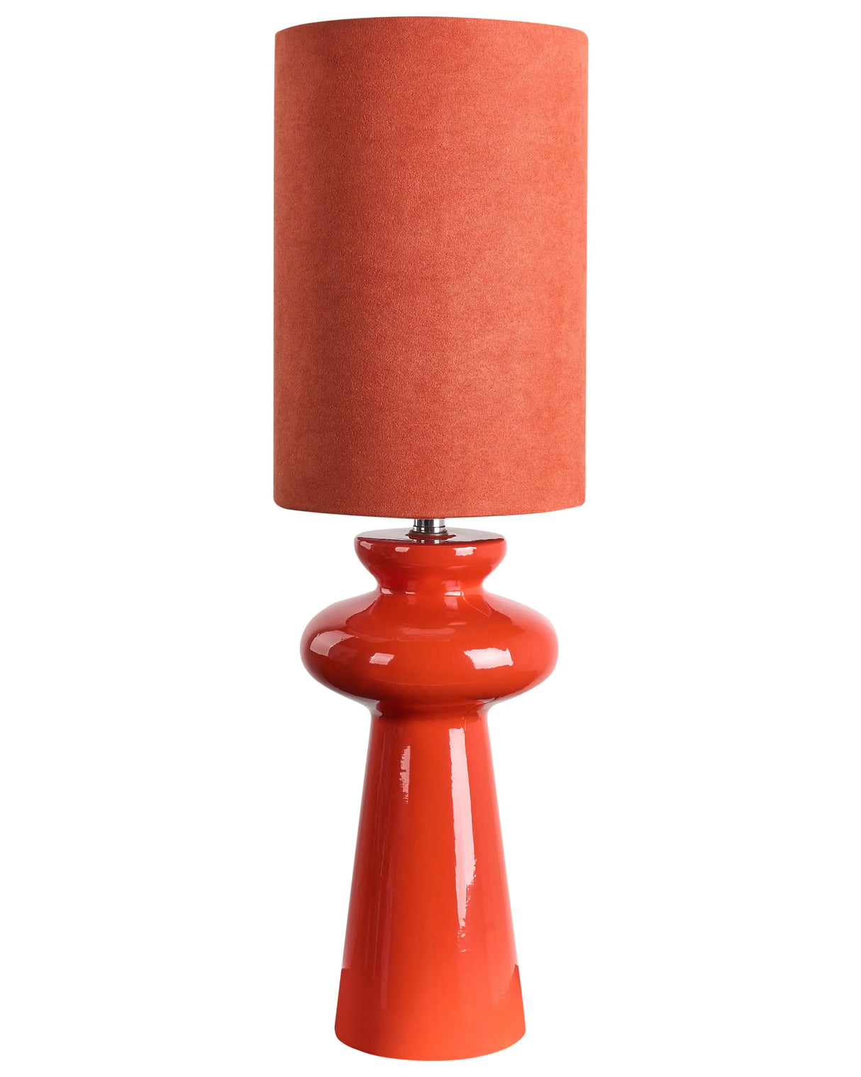 Bedside Table Lamp Red Faux Suede Shade Ceramic Base 62 cm Modern Style Living Room Bedroom Beliani