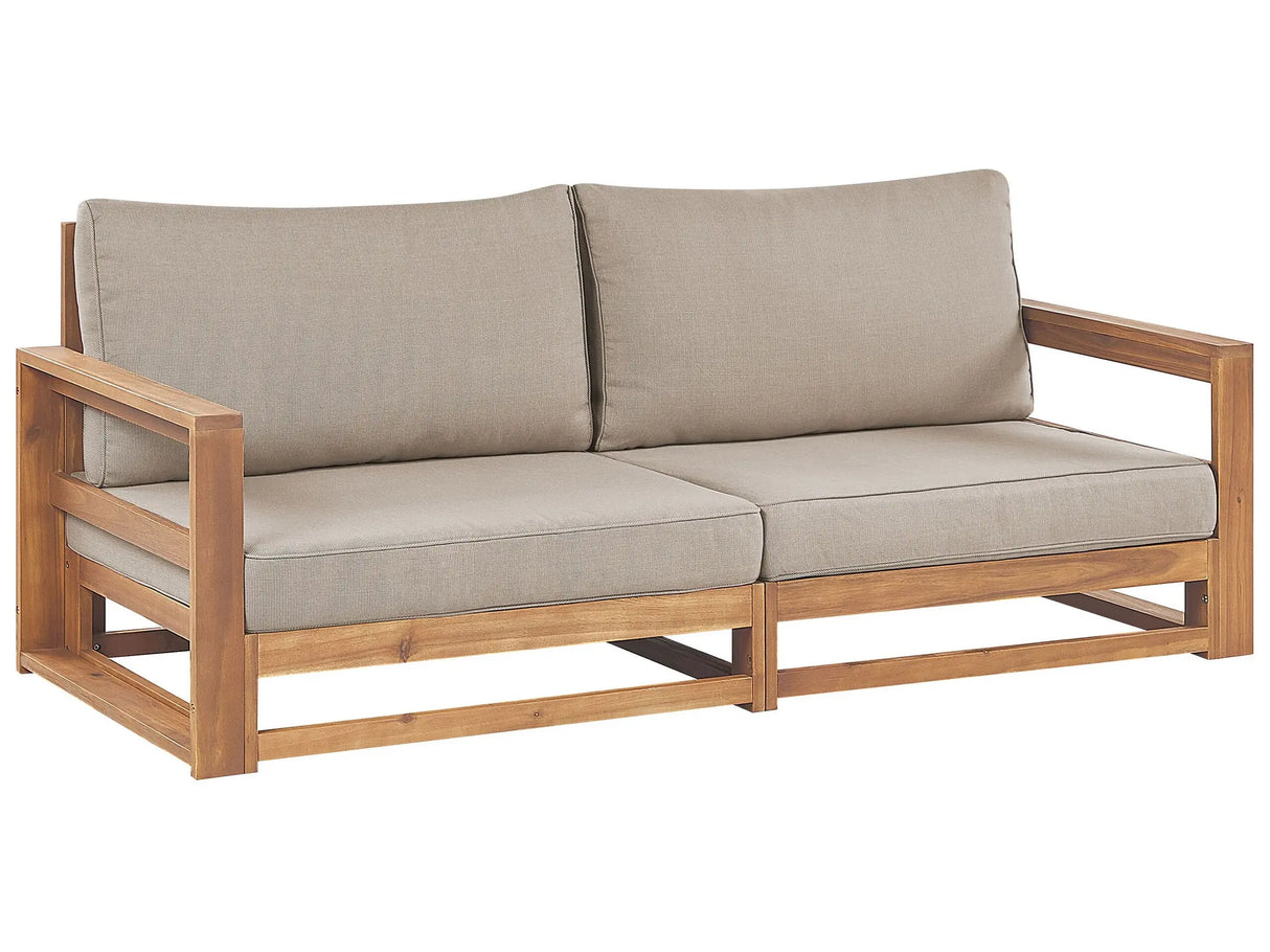 Garden Sofa Light Wood Certified Acacia Outdoor 2 Seater with Cushions Modern Design Beliani