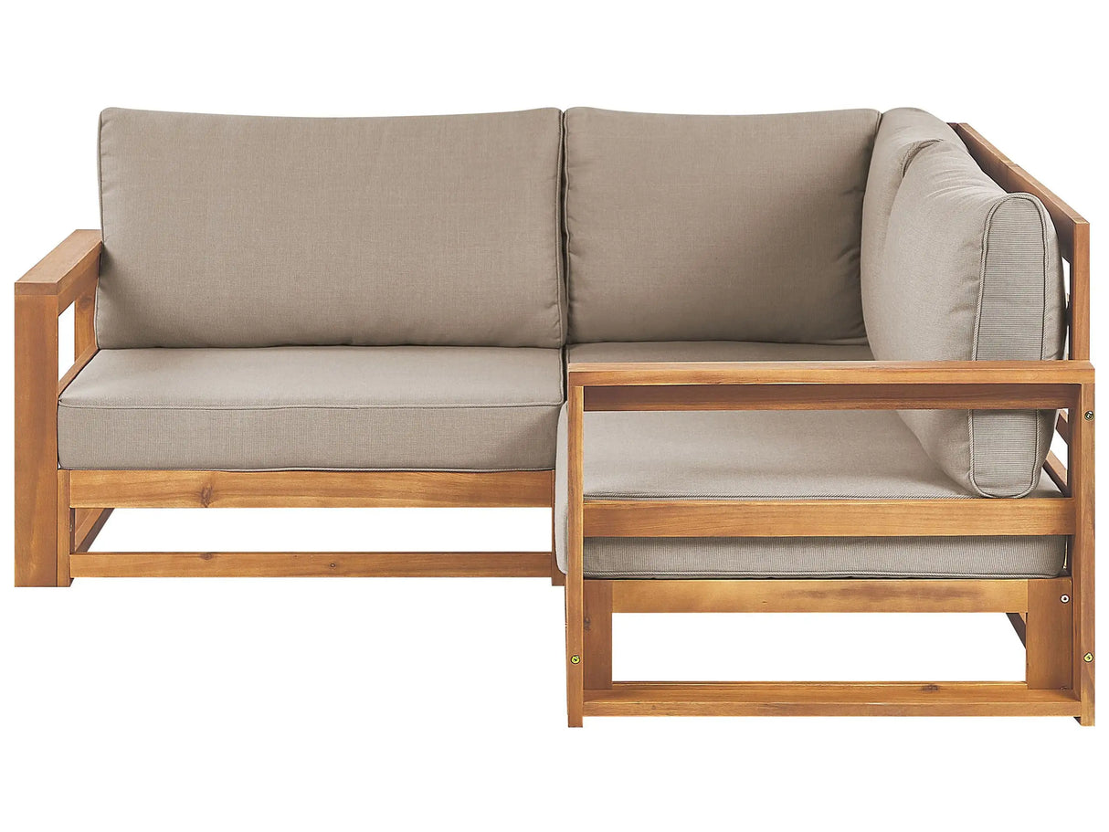 Garden Corner Sofa Light Wood Certified Acacia Wood Outdoor 2 Seater with Cushions Modern Design Beliani