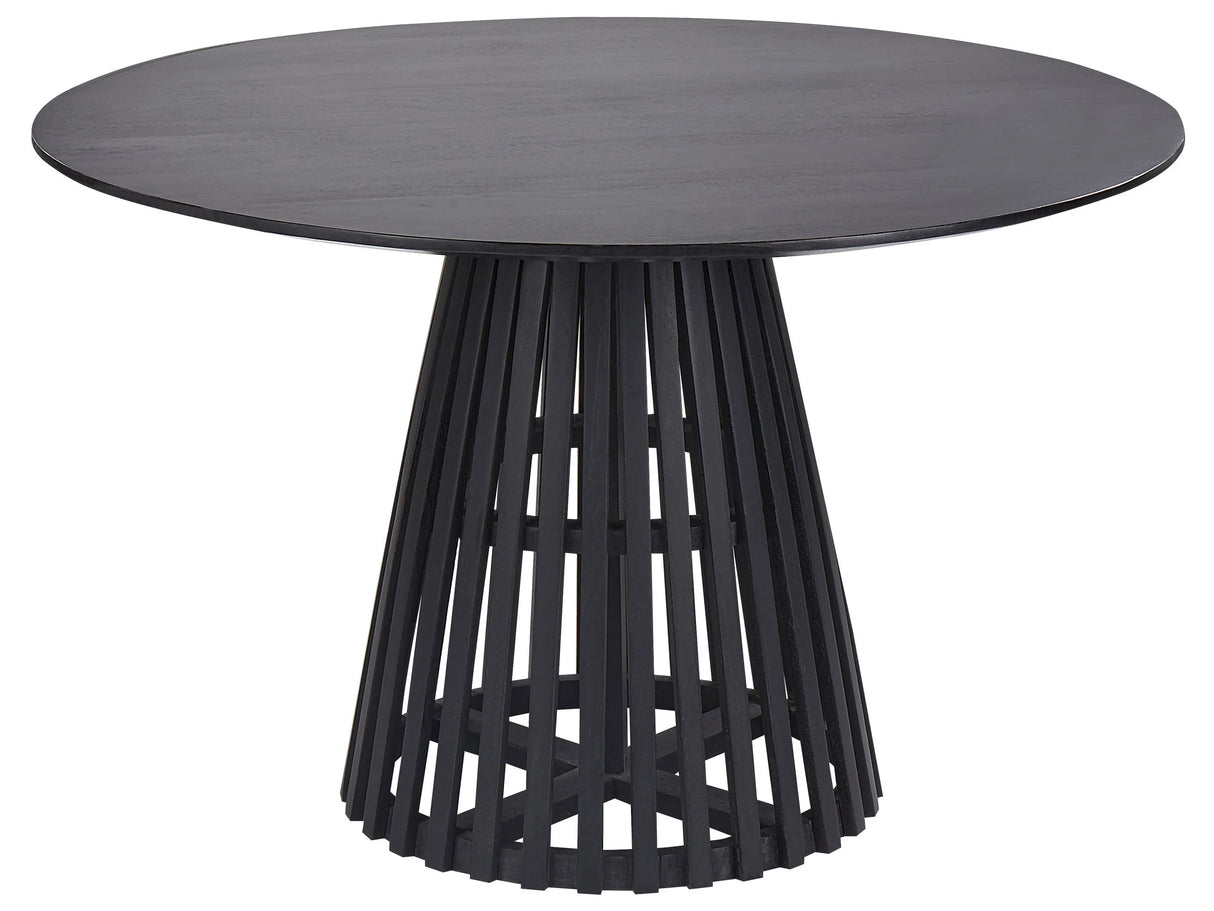 Dining Table Black Acacia Wood 120 cm Round for 4 People Modern Dining Room Beliani