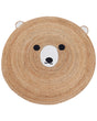 Area Rug Beige Jute  120 cm Round Decorative Bear Pattern Boho Style Living Room Kids Children's Room Beliani