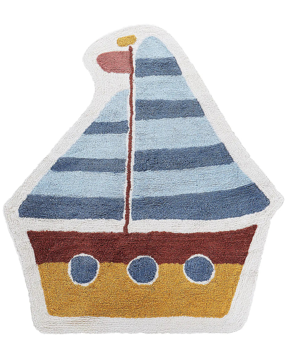Area Rug Multicolour Cotton  120 cm Decorative Ship Pattern Boho Style Living Room Kids Children's Room Beliani