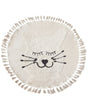 Area Rug Beige Cotton  120 cm Round Decorative Cat Pattern Tassels Boho Style Living Room Kids Children's Room Beliani