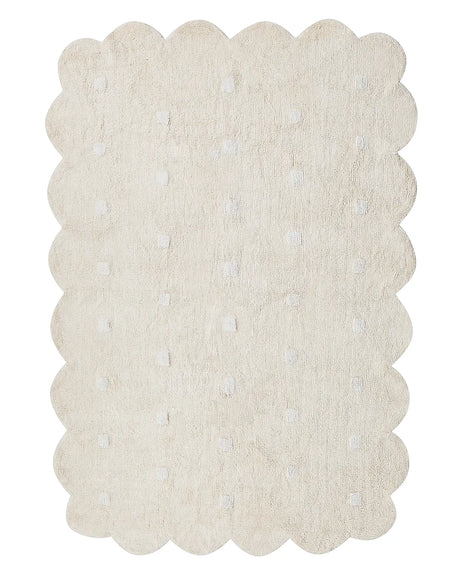 Area Rug Beige Cotton 140 x 200 cm Decorative Dots Pattern Boho Style Living Room Kids Children's Room Beliani