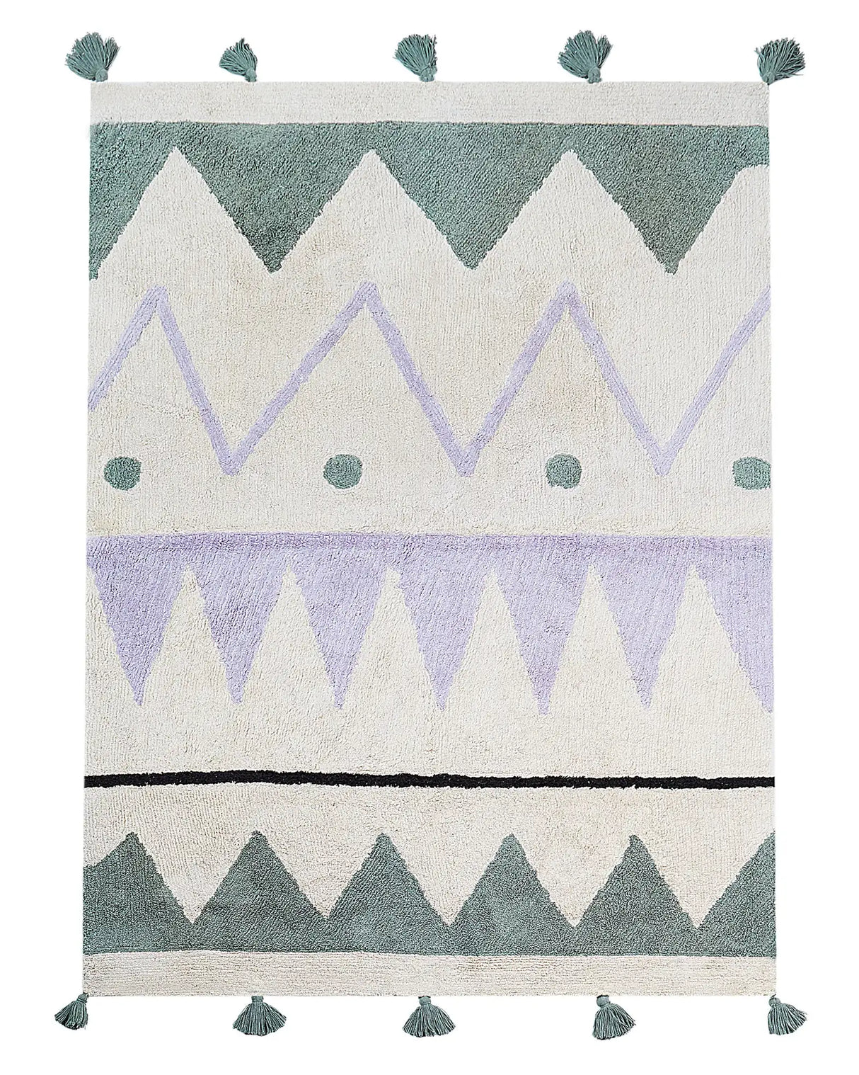 Area Rug Multicolour Cotton Abstract Pattern 140 x 200 cm Low Pile with Tassels for Children Playroom  Beliani